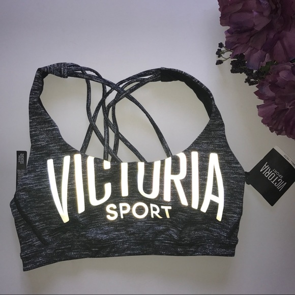 VS grey multi crossed strap back sports bra Sz S - Picture 4 of 8